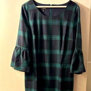 Talbots holiday green- black watch dress size 10
